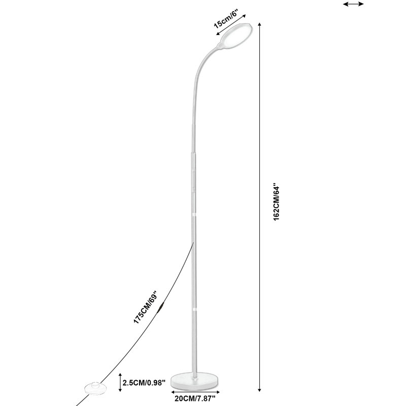 Ingbert 64" LED Task/Reading Floor Lamp with Remote Control