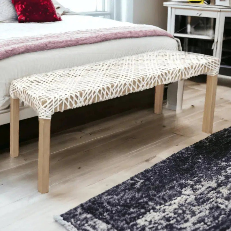 Banc en cuir tissé sans dossier Lulu