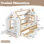 Lit plateforme simple avec tiroirs, lit maison en bois massif avec tablettes, conception enfantine, blanc et naturel-799560664