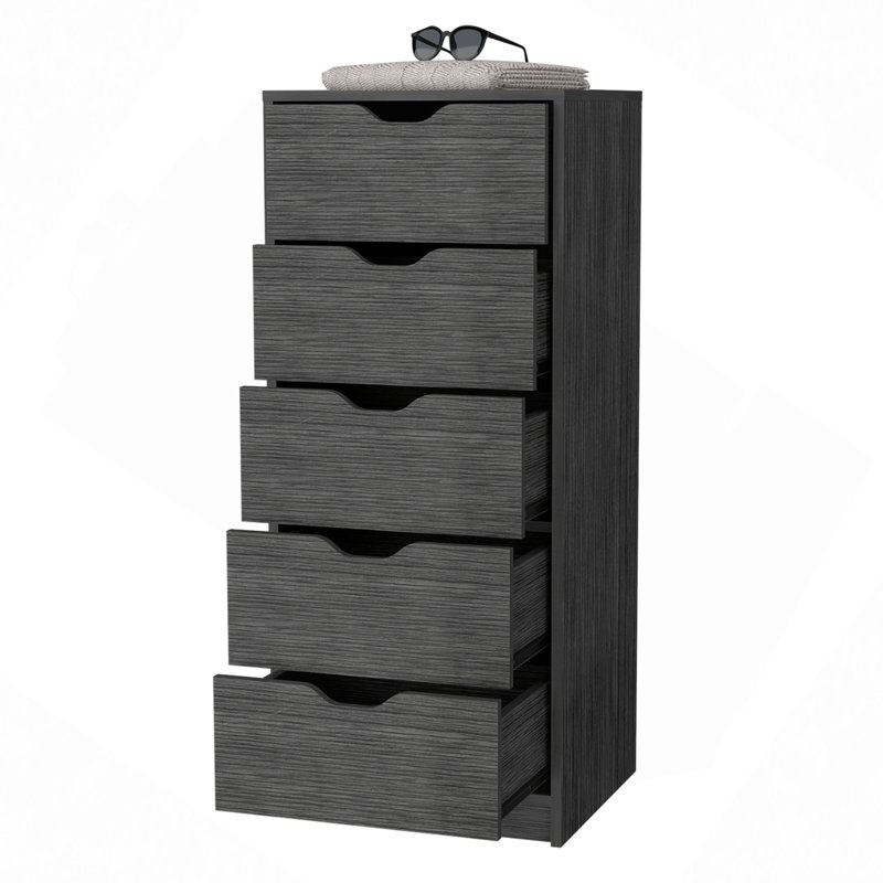 Commode à 5 tiroirs, Gris foncé