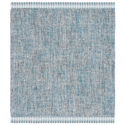 Tapis bleu / gris en laine tissé à la main