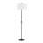 Modern Asymmetrical Shadow Floor Lamp With Black Steel Base And White Linen Shade, Perfect For Contemporary Interiors.