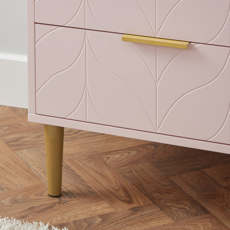 Adams 50cm W Manufactured Wood Bedside Table, Pink, Set of 2