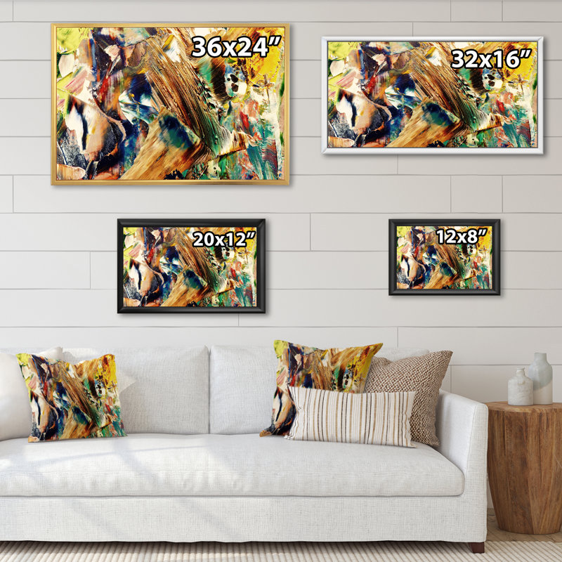 «Colorful Abstract Strokes VI», reproduction sur toile flottante, H 12 po x l 20 po x P 1 po, Cadre flottant blanc
