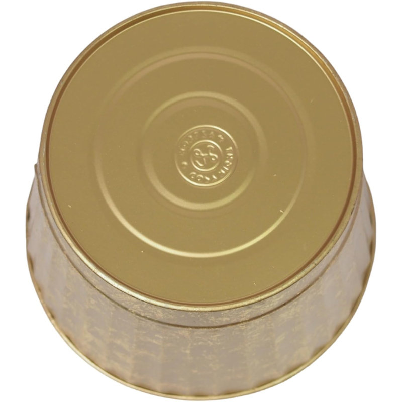 Hosley Metal Planters 7" Dia x 6" H Ideal Farmhouse Decor for Floral Arrangements Weddings, Gift Special Events Parties Outdoor Planters Gold