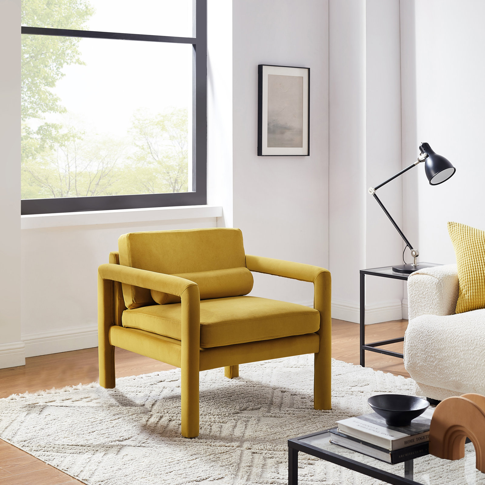 Solaris Velvet Armchair, Yellow Velvet