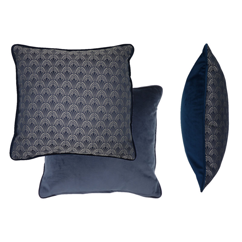 Glenford Geometric Square Throw Pillow Cover, Dark Blue