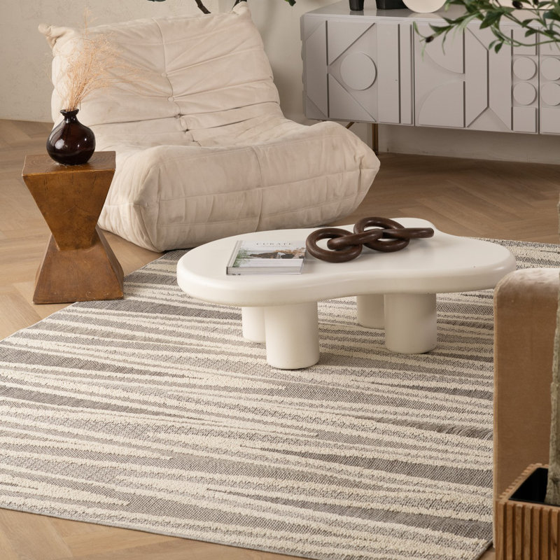Rug Branch Hogar 5'X8' (Exact Size: 5'3" X 7'7") Abstract Indoor Area Rug, Grey Cream, Modern - Living Room, Bedroom, Dining Room, And Kitchen