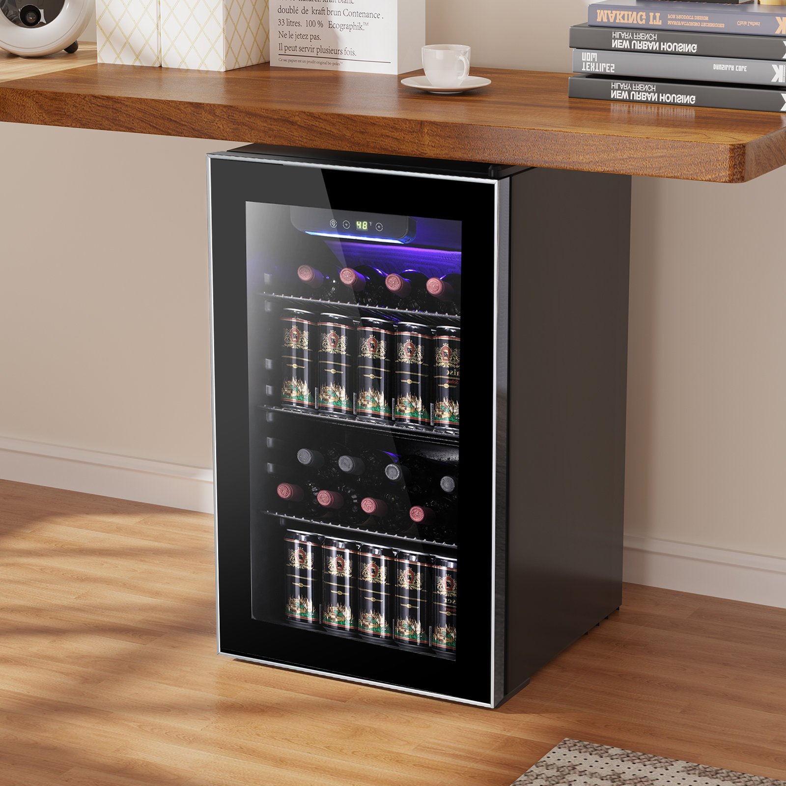 R.W.FLAME 17.52"W 26 Bottles or 113 Cans 3.2 Cubic Feet Freestanding/Built-In Wine & Beverage Refrigerator with Glass Door & Reviews | Wayfair