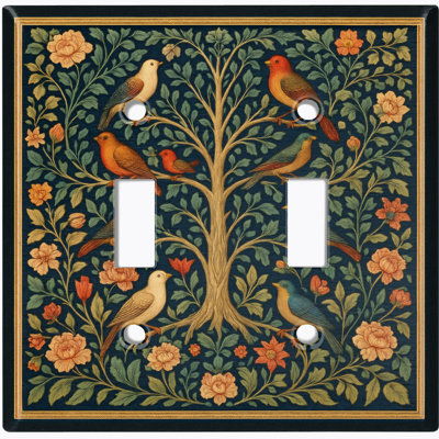 Couvercle de plaque d'interrupteur en métal; Bascule standard US 2 - Arbre des oiseaux