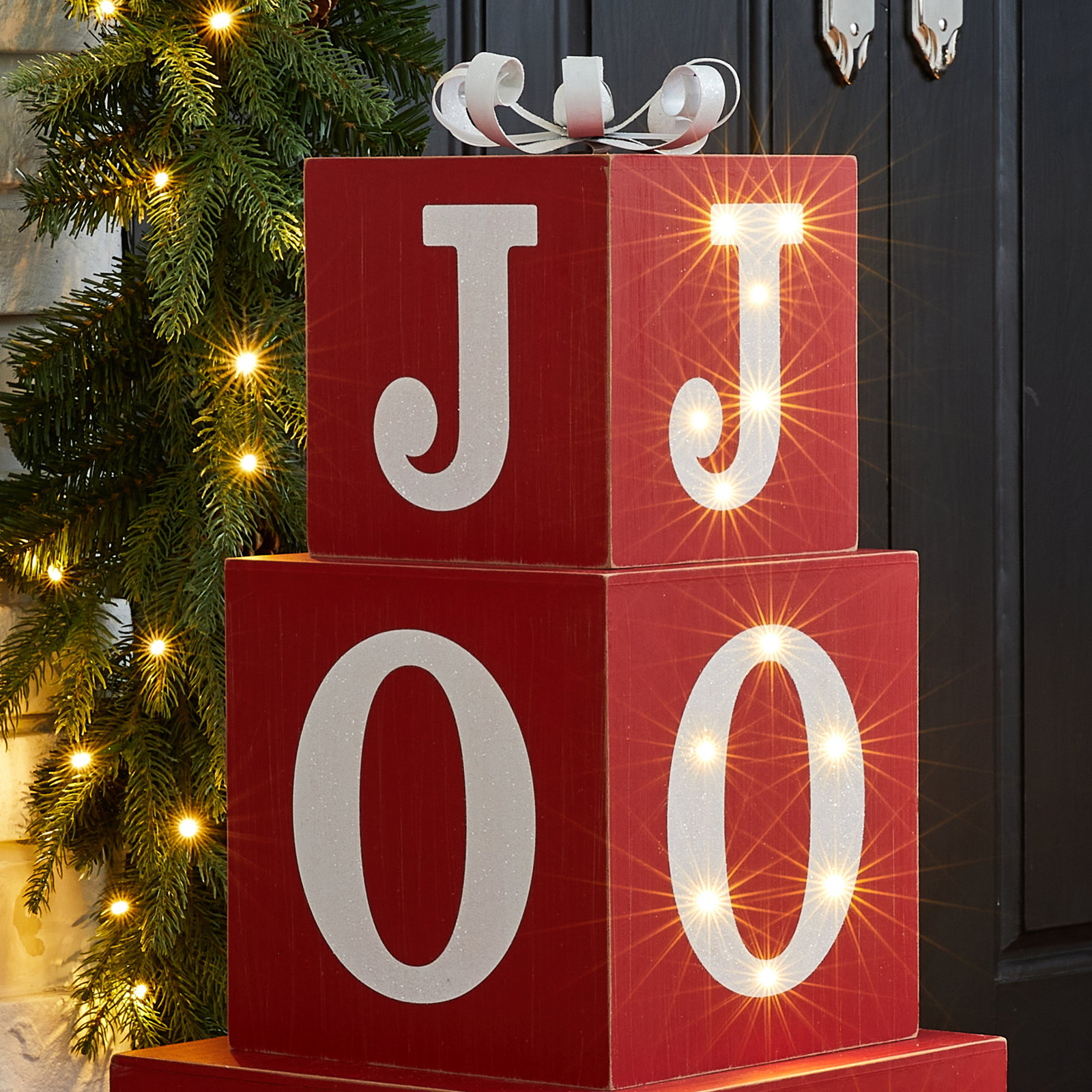 Shayna Lighted Wooden JOY Porch Sign