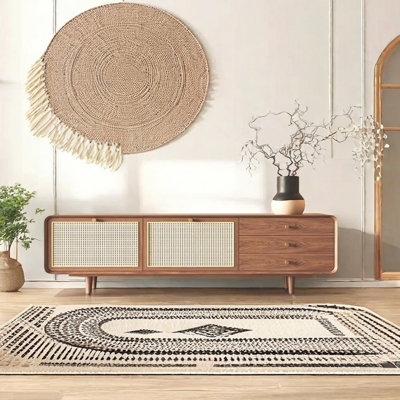 Retro rattan design sense TV cabinet