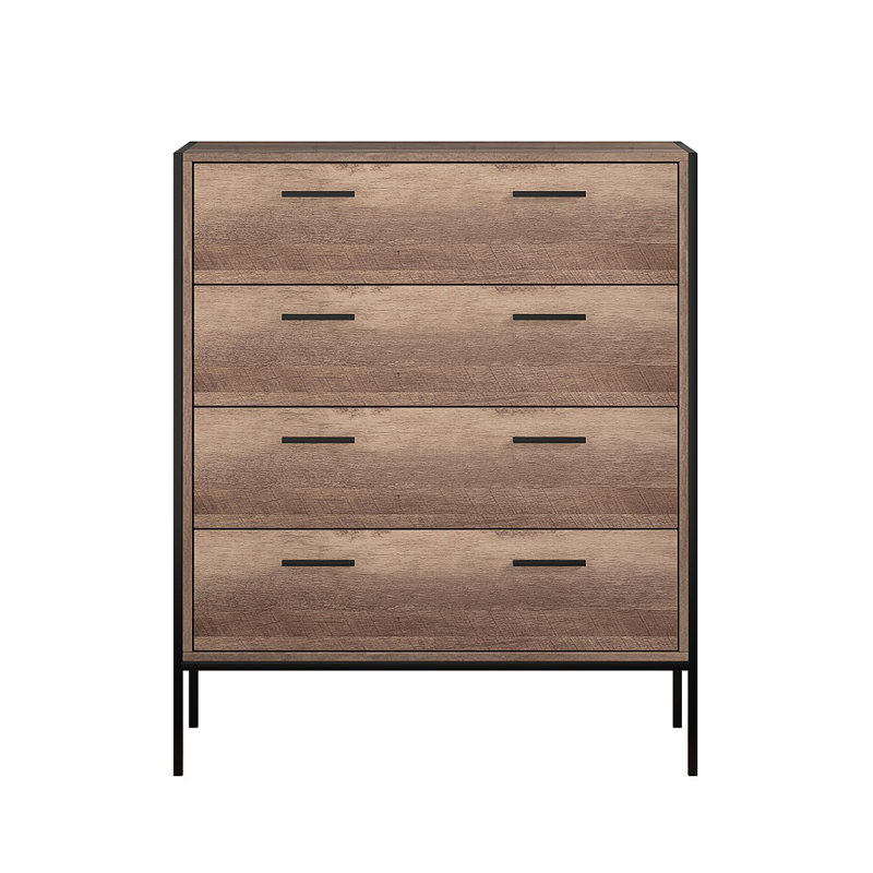 Esteban 4 Drawer Chest Of Drawers. 83cm Wide. Industrial Style. Black Metal Frame.
