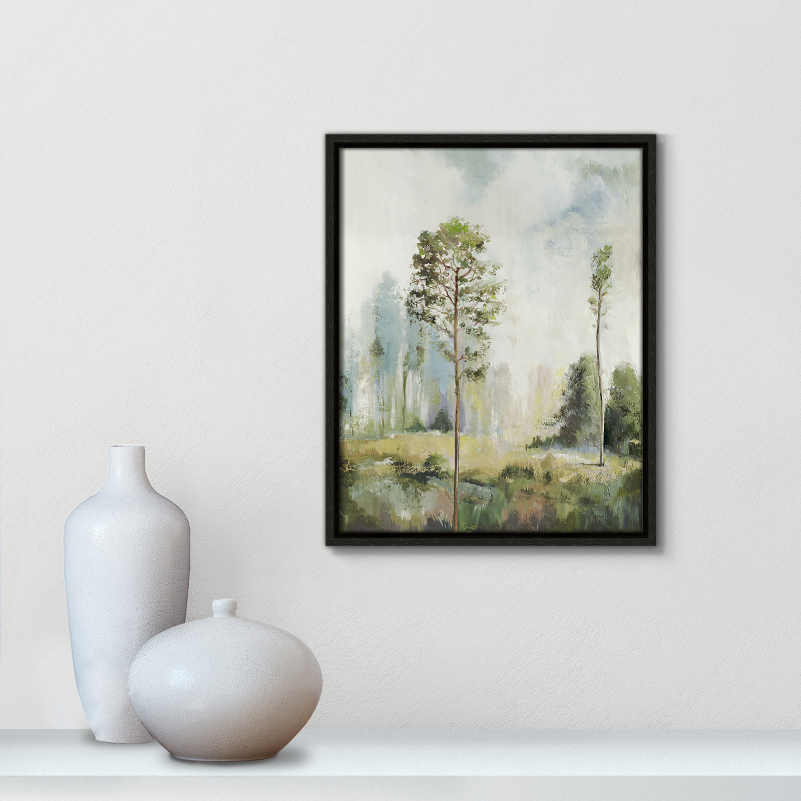 Teton "Tall Green Trees I" Print by Allison Pearce, 19.5" H x 13.5" W, Black