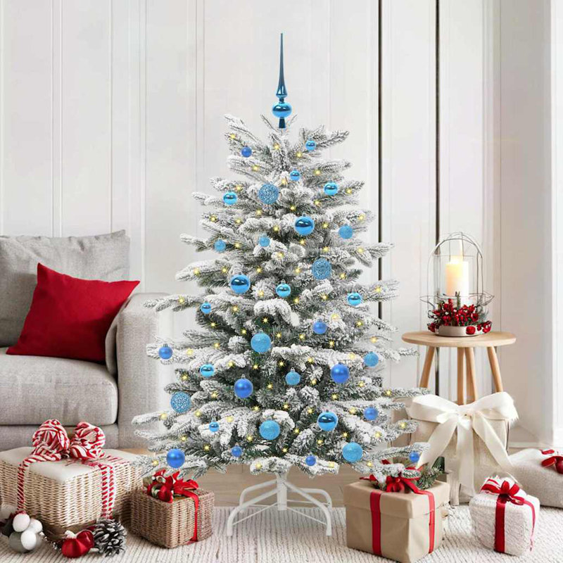 Artificial Hinged Christmas Tree White PE and PVC, 4.92 ft
