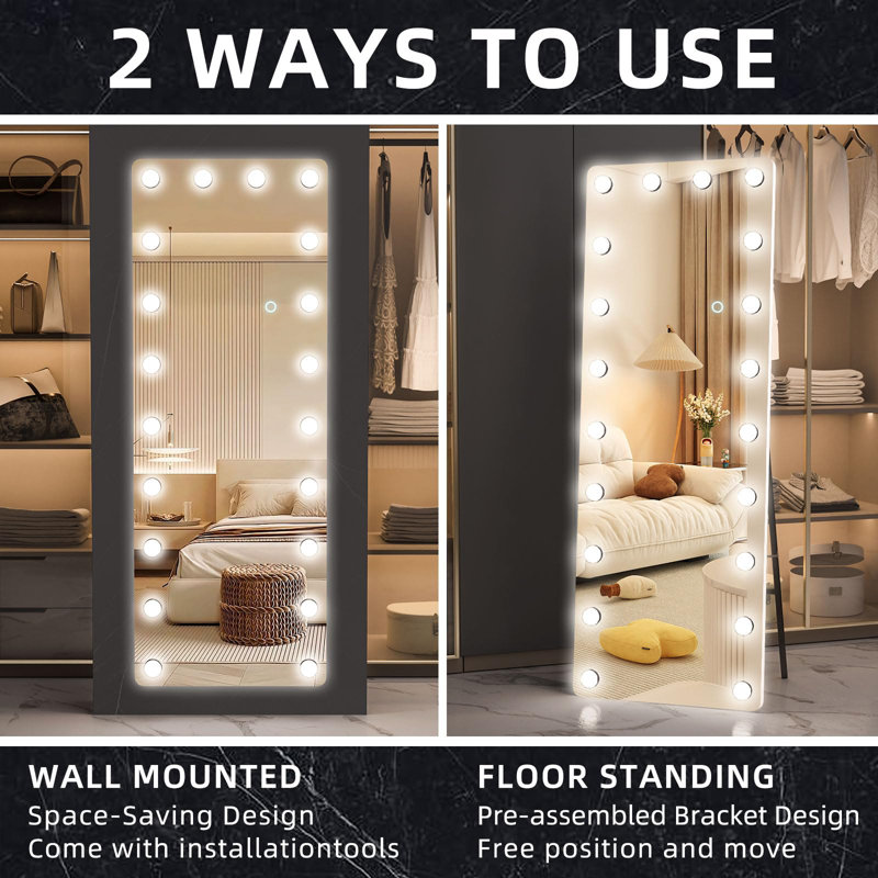 Ebern Designs Modern & Contemporary Led Floor Mirror Full Length Mirror