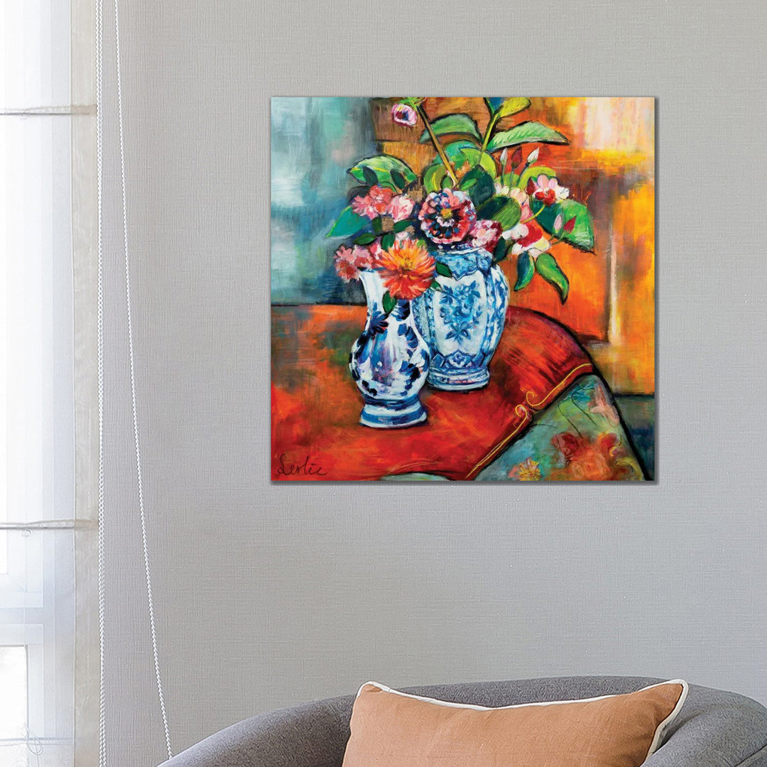 Flowers At The Table von Liesbeth Serlie - Galerie-verpackte Leinwand Giclée auf Leinwand