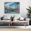 Palm Trees Blue Framed Canvas - Home Decor Wall Art