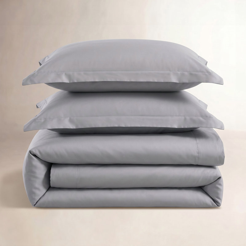 Marita Eucalyptus 100% Silky Soft Modern Contemporary 3 Piece Duvet Cover Set, Queen Duvet Cover + 2 Standard Shams, Gray