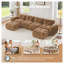 Canapé modulaire capitonné en velours Camel-468793903