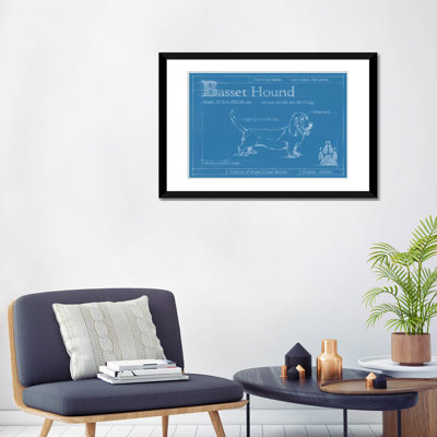 «Blueprint of a Basset Hound» par Ethan Harper - reproduction d'art sur toile
