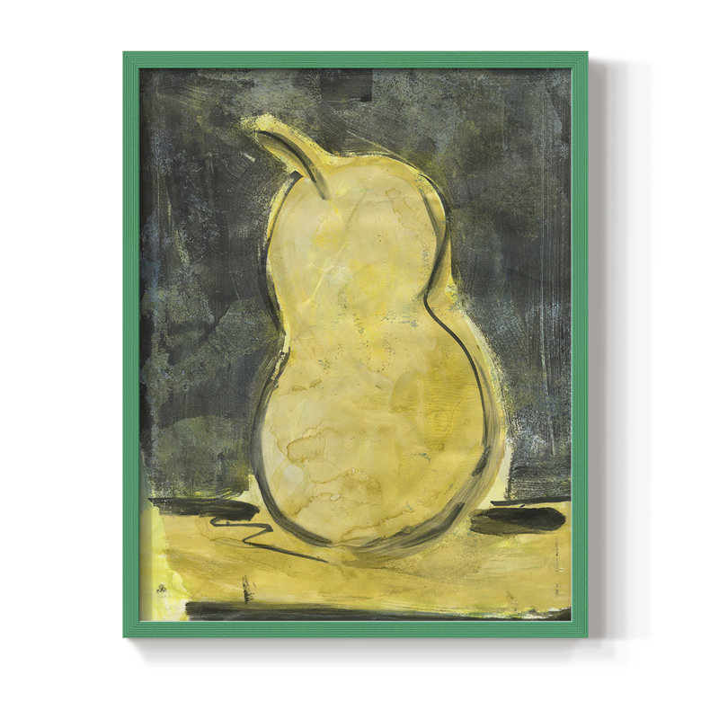 «Urban Pear I», reproduction encadrée - bois massif, Cadre simple vert, H 10 po x l 8 po