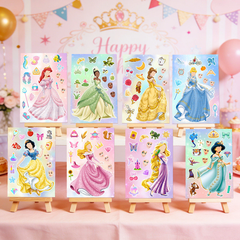 32 Pcs Princess Make a Face Stickers, Princess Diy Stickers