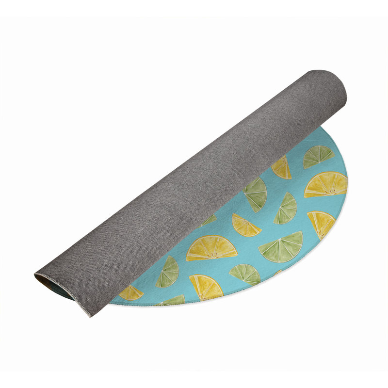 Summer Limes & Lemons Outdoor Rug, Round 5'