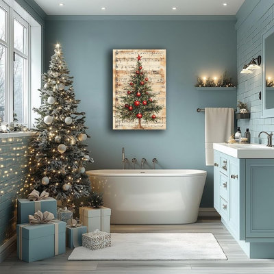 Arbre de Noël et chant, thème de la musique, art mural, 16 x 20