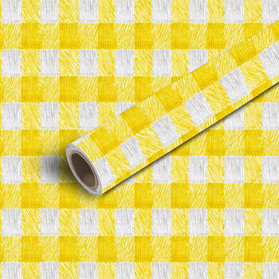 Peel and Stick Wallpaper Contact Paper Lemon yellow gingham check Seamless spring summer Self Adhesive and Removable 17.7in x 118in(45x300cm)
