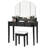 Vanity Table Stool Set with Large Tri-folding Lighted Mirror-315169457