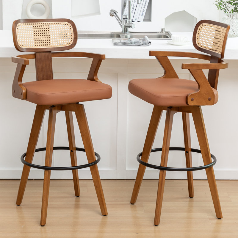 Tabourets de comptoir pivotants et rembourrés, Brun, Tabouret de comptoir (siège d'une hauteur de 27,1