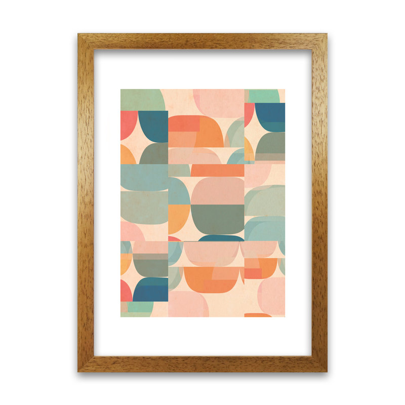 Coral Abstract - Print, Oak Frame, 59cm H x 42cm W x 3cm D
