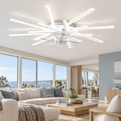 Ventilateur de plafond réversible à intensité variable de 45,28 po à 6 vitesses avec lumières DEL et télécommande