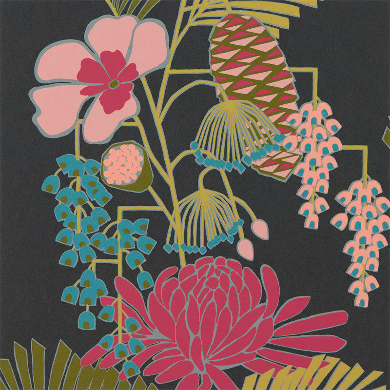 Salon 10.05m x 52cm Wallpaper Roll, Ebony/Azalea/Fern