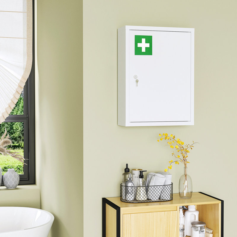 Armoire murale de salle de bain et de cuisine 16 po x 21 po, verrouillable, acier à 3 niveaux, blanc, armoire sécurisée avec verrous 16 po x 21 po, pour la cuisine