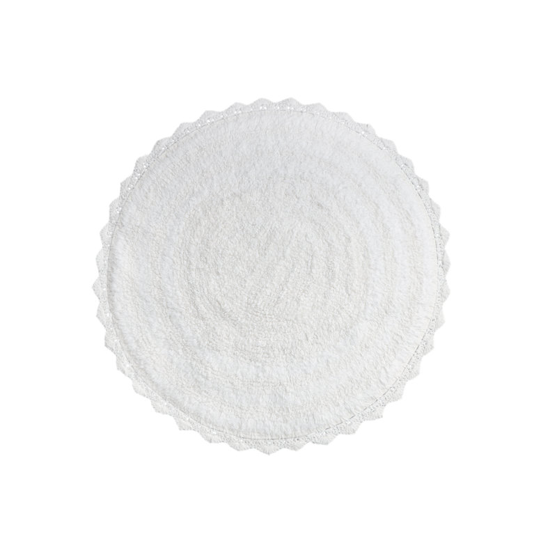 100% Cotton Non-Slip Bath Rug, White
