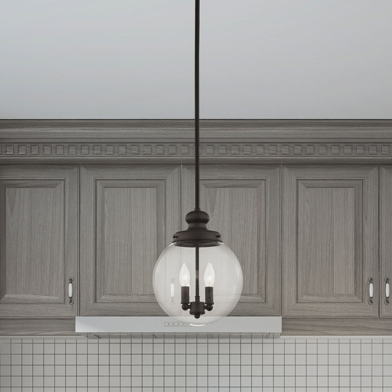 Luminaire suspendu sphère simple à 2 lumières Millon, Bronze