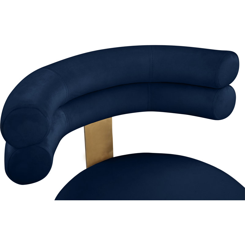 Chaise d'appoint rembourrée en velours Reimers, Bleu marine