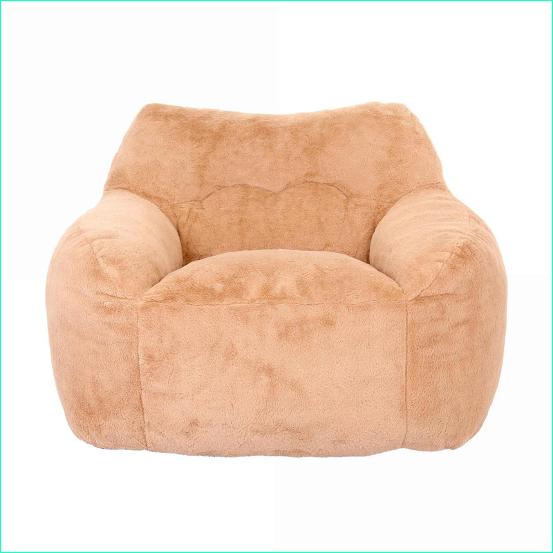 Fauteuil à billes avec accoudoirs Lazy Sofa - Mousse haute densité pour adultes | Fausse fourrure | Profondeur de l'assise: 47,3