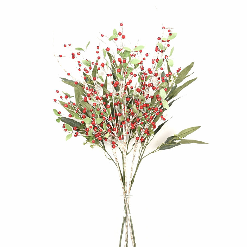 Branche de feuillage artificiel de 36 po en forme de baies pour bouchons de vase en bouleau de ferme pour décoration de table de bureau