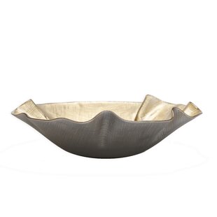 Serene Spaces Living Large Free-Form Edge Glazed Ceramic Bowl, Centerpiece for Vintage Weddings, Events, Measures 6 Long, 5.5 Wide, 2.75 Tall