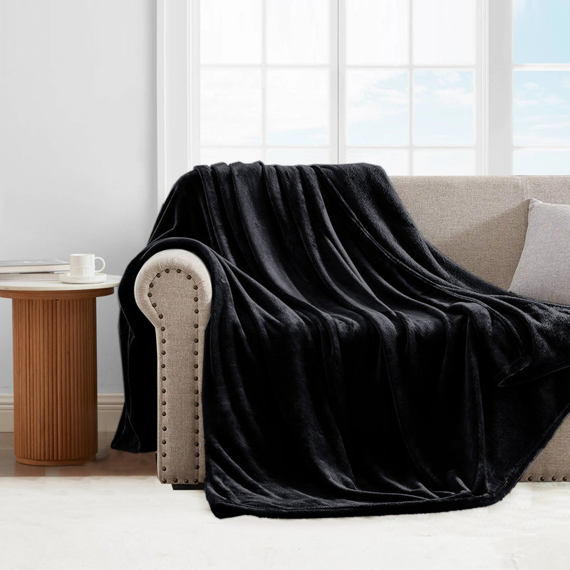 Reversible Faux Fur Mink Fleece Blanket Throw - Ultra Soft Plush Luxury Sofa & Bed Throw, Warm Light, Single 130cm x 150cm
