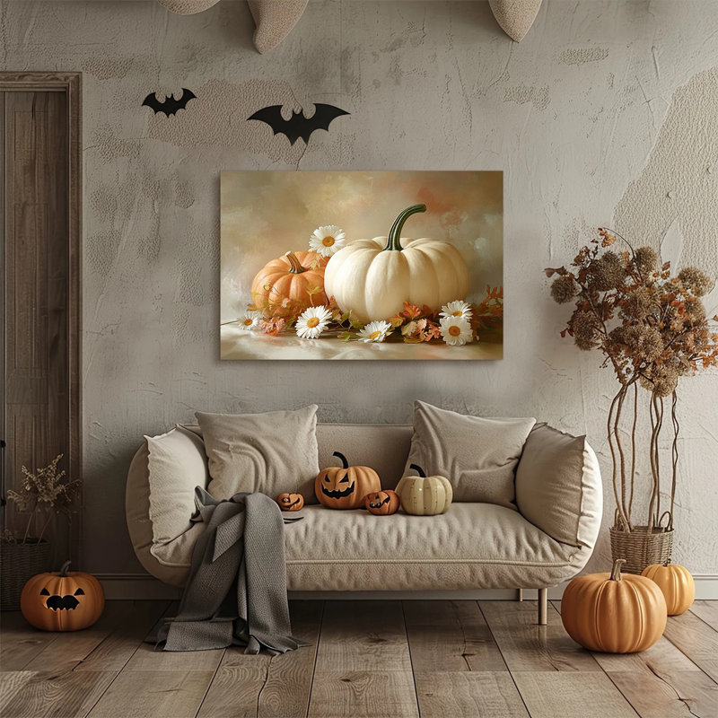 Art mural rétro de citrouille d'Halloween, H 12 po x l 16 po