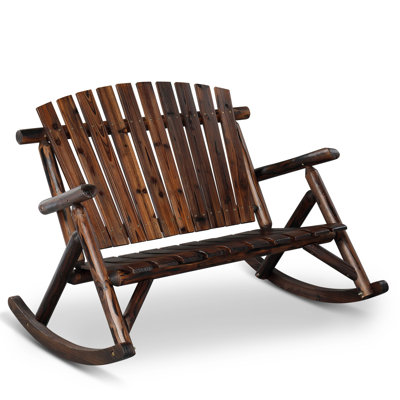 47-Inch Patio Rustic Wooden 2-Person Rocking Bench by Ophelia & Co.