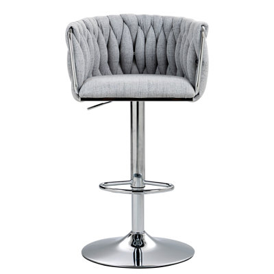 360° Fabric Cover Swivel Bar Stools,Adjustable Counter Height Bar Chairs with Woven Back & Footrest,Dining Chairs,Upholstered dining room chair,dinning chair,kitchen chair