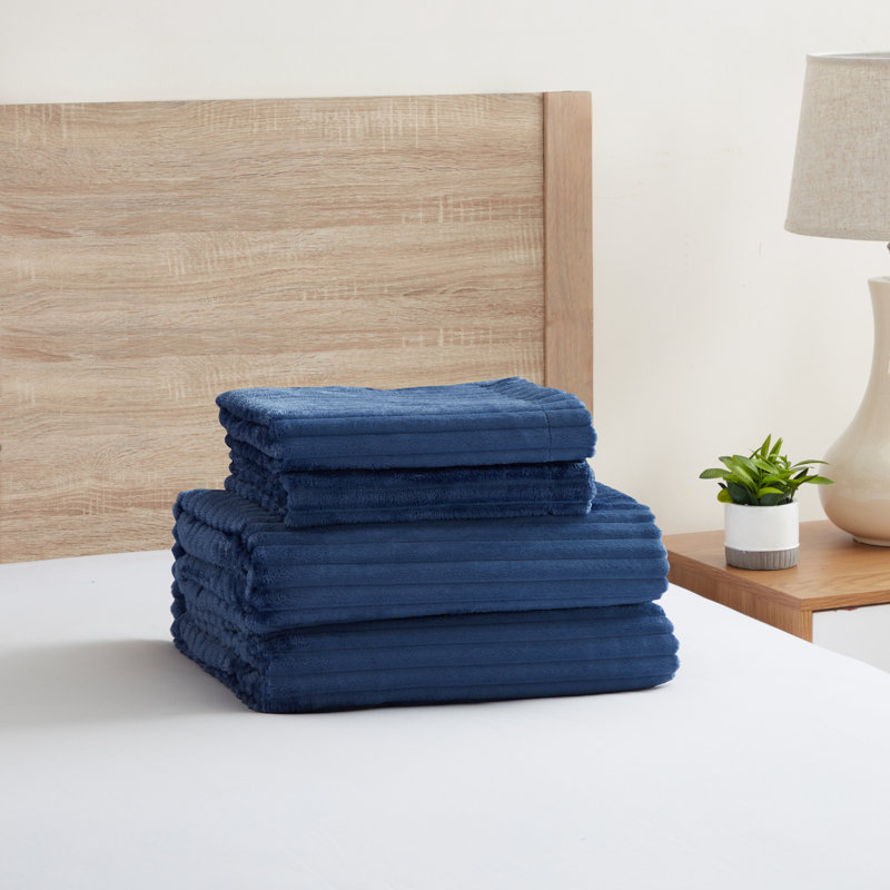 Ensemble de housse de couette réversible en microfibre , Housse de couette pour très grand lit et 2 très , Bleu marine