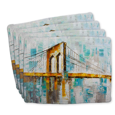 Ensemble de 4 napperons en polyester tressé Brooklyn Bridge