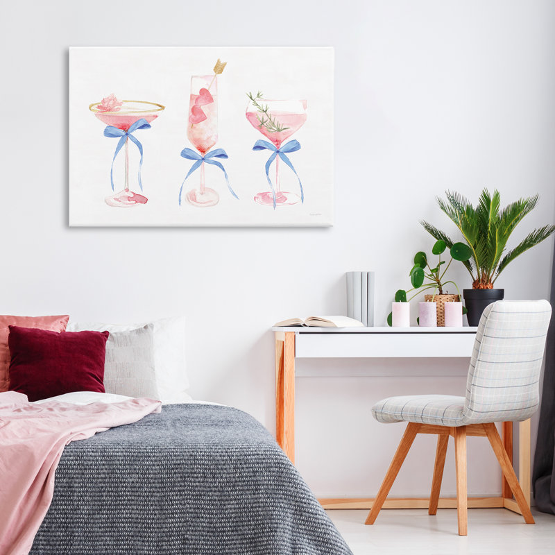Toile Flirty Champagne Cocktail, design par Mercedes Lopez Charro, H 20 po x l 30 po