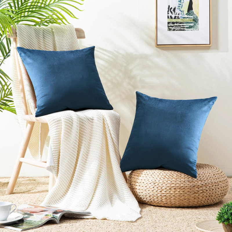 Crushed Velvet Scatter Cushion Cover Set, Navy Blue